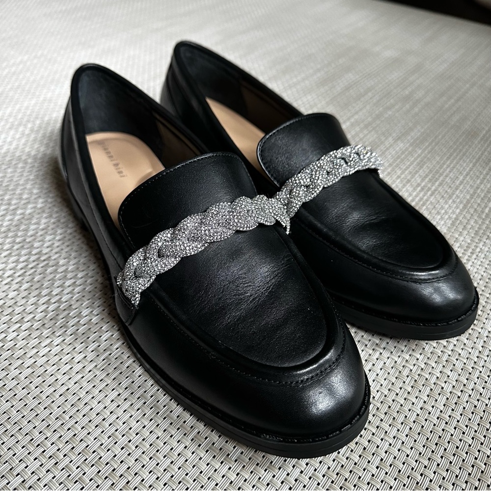 Gianni Bini Bristow Black Leather Loafers Size 7.5